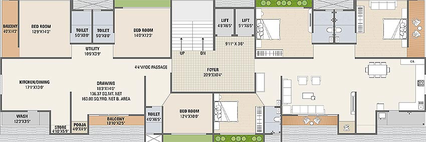 Floor Plan of Prestige Raghav Residency in Dahegam, Gandhinagar - Image 162756