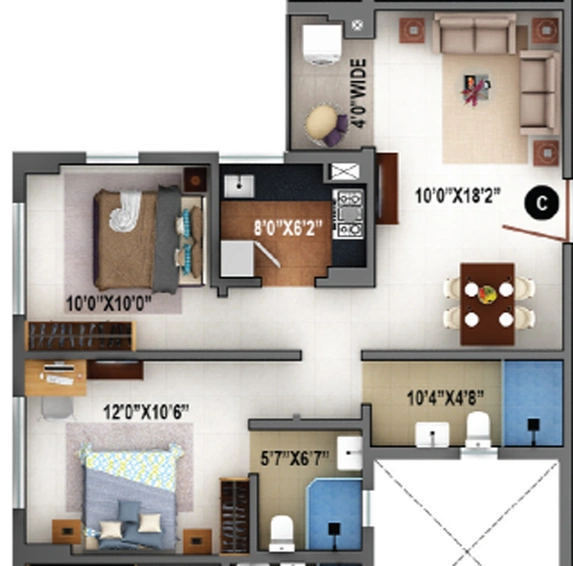 2 BHK Flat in Signum Windflower in Madhyamgram, Kolkata - Image 814335