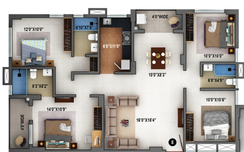 4 BHK Flat in Signum Windflower in Madhyamgram, Kolkata - Image 814338