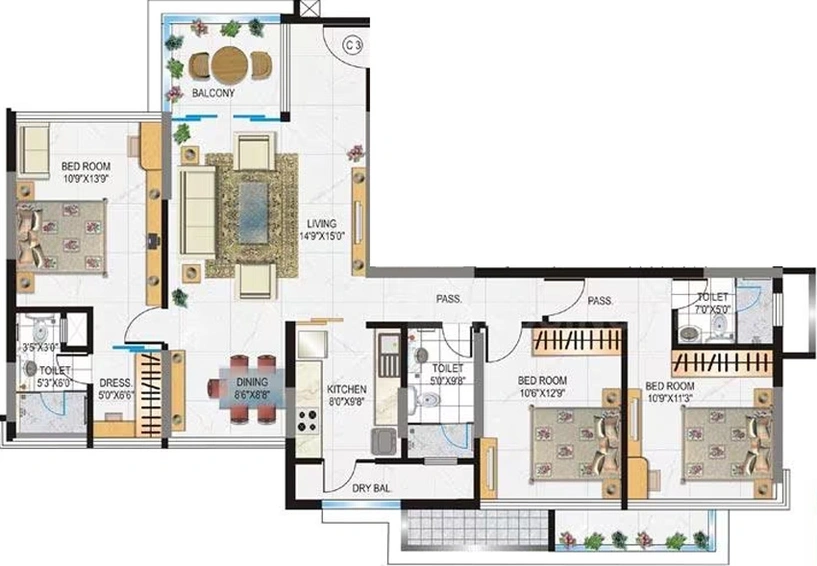 3 BHK Flat in Lokhandwala Whispering Palms Exclusive in Kandivali East, Mumbai - Image 814370