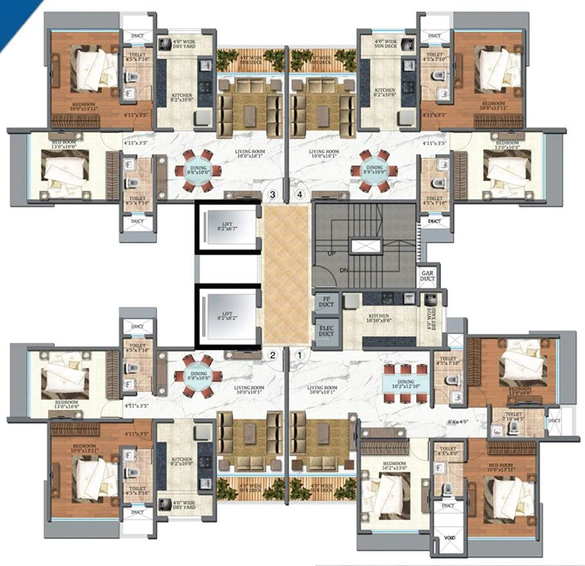 Floor Plan of Veena Sky Heights in Borivali West, Mumbai - Image 163712