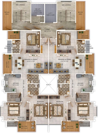 Floor Plan of Landmarks Orchid Infinity in Shivaji Nagar, Nagpur - Image 164635