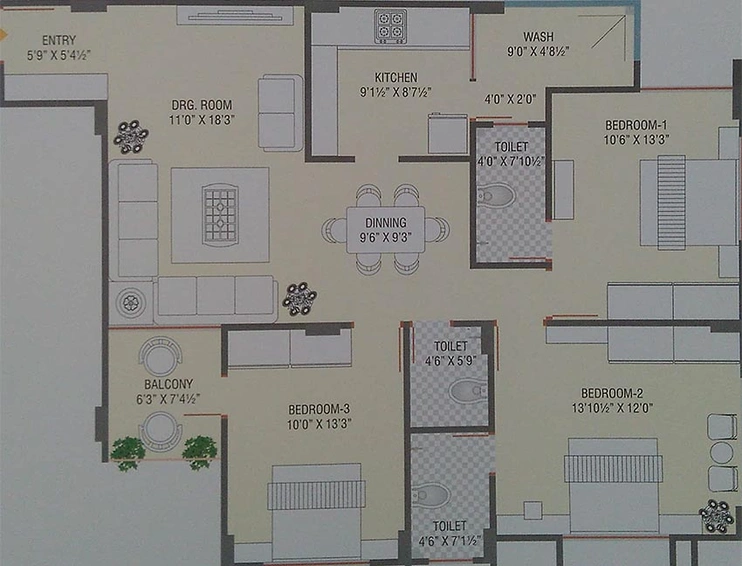 3 BHK Flat in Ved Shivganga Heights in Dahegam, Gandhinagar - Image 814847