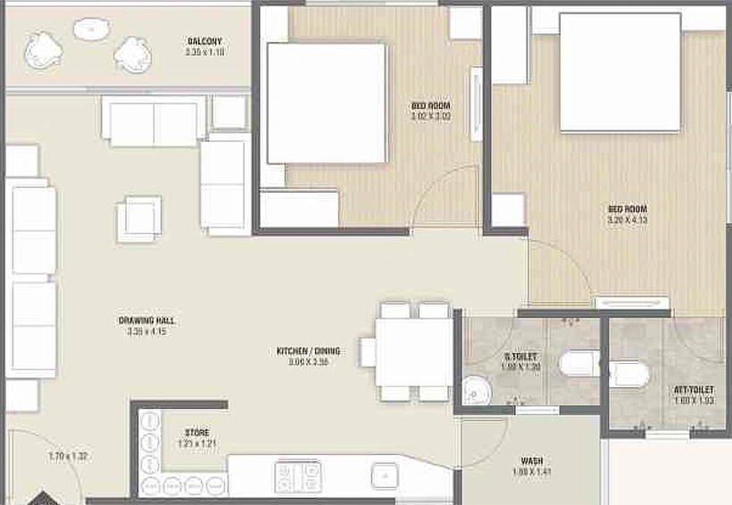 2 BHK Flat in Om Shlok Parisar in Pethapur, Gandhinagar - Image 814851