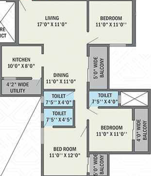 3 BHK Flat in Atharva Sapphire in Wardha Road, Nagpur - Image 749908
