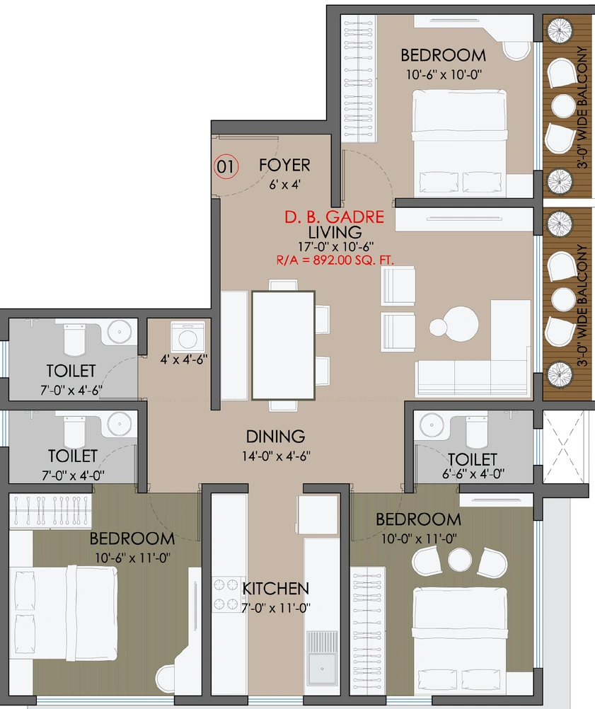 3 BHK Flat in Vira Perfect Parla in Vile Parle East, Mumbai - Image 815075