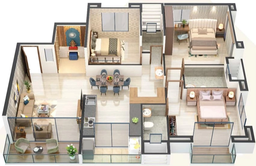 3 BHK Flat in Shrinath Aashray Residency in Racca Colony, Nashik - Image 815081