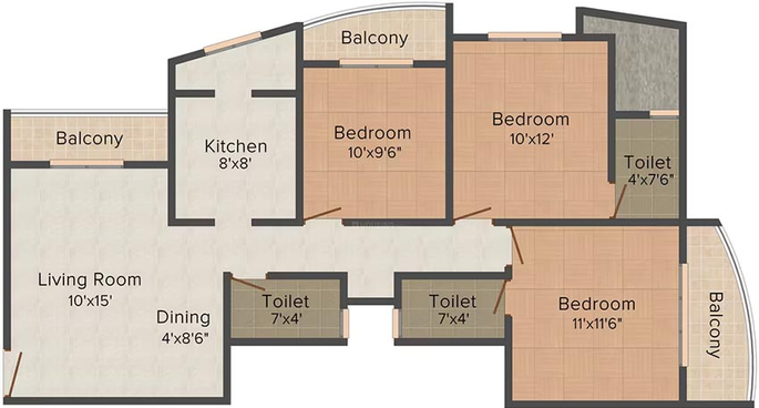 3 BHK Flat in Basudeo Vasudev Planet in Mira Road East, Thane - Image 815123