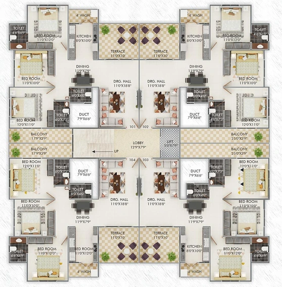 Floor Plan of Kesarinandan Devikas Prabhu Sparsh in Gorewada, Nagpur - Image 166337