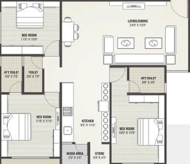 3 BHK Flat in Shree Sopan Pratishtha in Kudasan, Gandhinagar - Image 815242