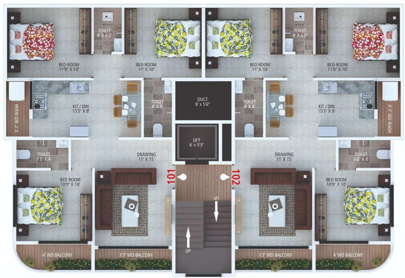 Floor Plan of Radhika Signature Height 3 in Manish Nagar, Nagpur - Image 114826