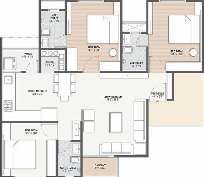 3 BHK Flat in Vraj Sapphire in Randesan, Gandhinagar - Image 815523