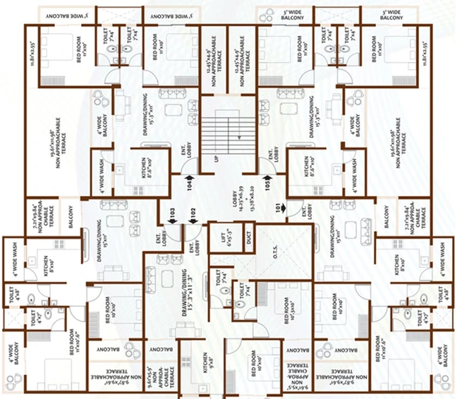 Floor Plan of Concept Vinayak Apartments 2 in Zingabai Takli, Nagpur - Image 167353