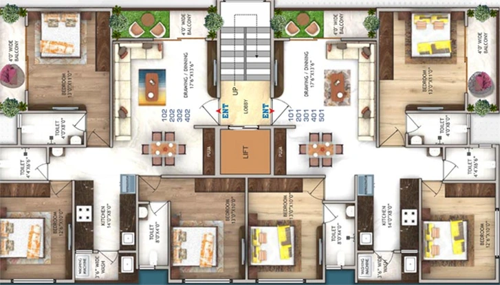 Floor Plan of Pinnacle Durvang Residency 9 in Wardha Road, Nagpur - Image 167538