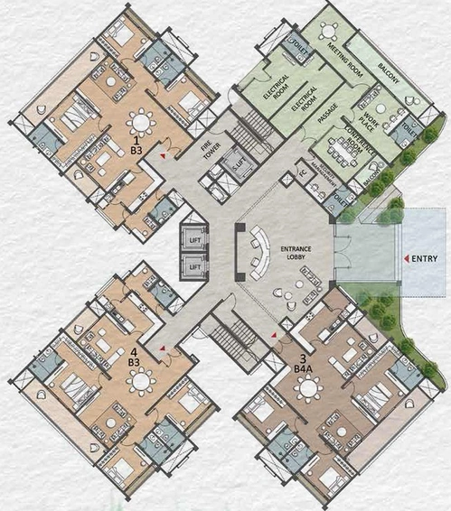 Floor Plan of Prestige Pine Forest in Whitefield, Bangalore - Image 167582