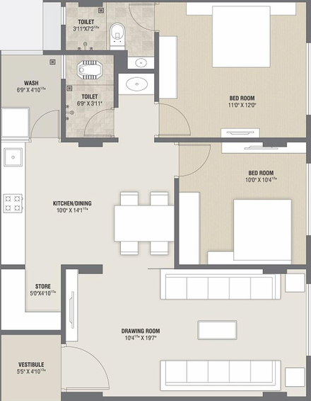2 BHK Flat in Shree Ram Vaidehi 3 Residency in Vavol, Gandhinagar - Image 815643