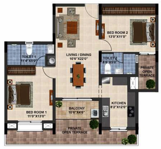 2 BHK Flat in Infinium Crimson Crest in Peelamedu, Coimbatore - Image 816091