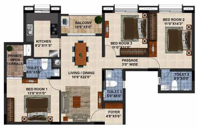 3 BHK Flat in Infinium Crimson Crest in Peelamedu, Coimbatore - Image 816092