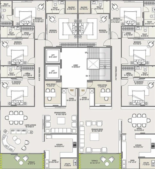Floor Plan of Unique Prestige in Jhotwara Industrial Area, Jaipur - Image 169159
