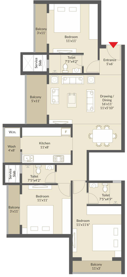 3 BHK Flat in Atharva Nagari 8 in Besa, Nagpur - Image 747550