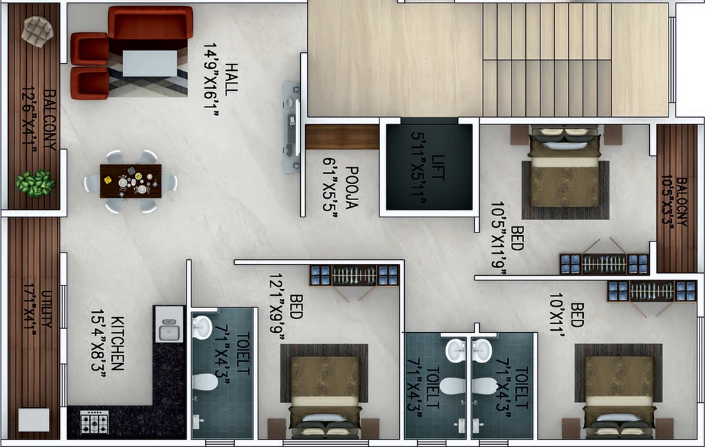 3 BHK Flat in Rass Residency in Nashik Road, Nashik - Image 816284
