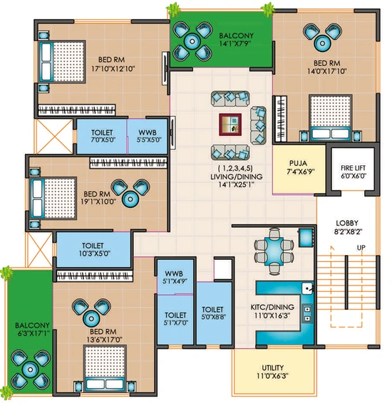 4 BHK Flat in Vinayaka Valencia Riverside in Gangapur Road, Nashik - Image 816290