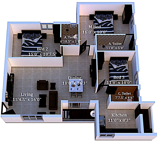 3 BHK Flat in Sri Gujan Amogha in Vadavalli, Coimbatore - Image 816305