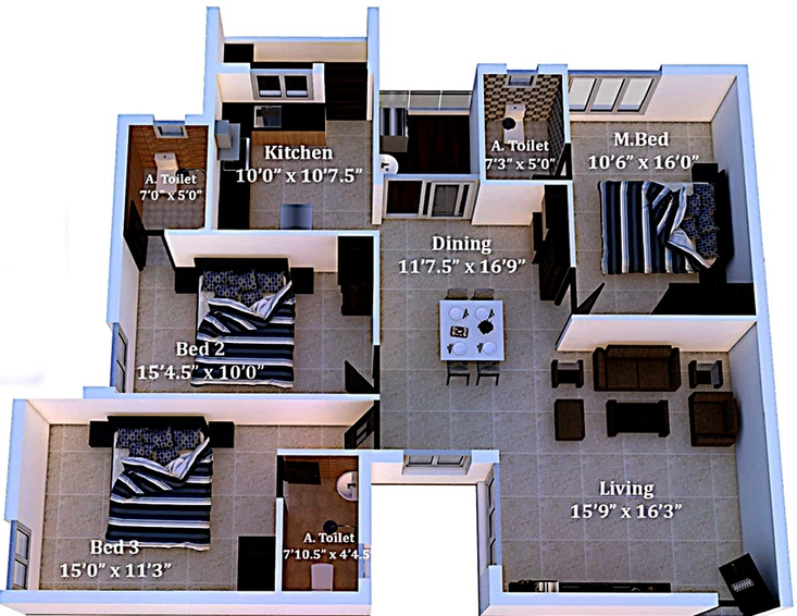 3 BHK Flat in Sri Gujan Amogha in Vadavalli, Coimbatore - Image 816306