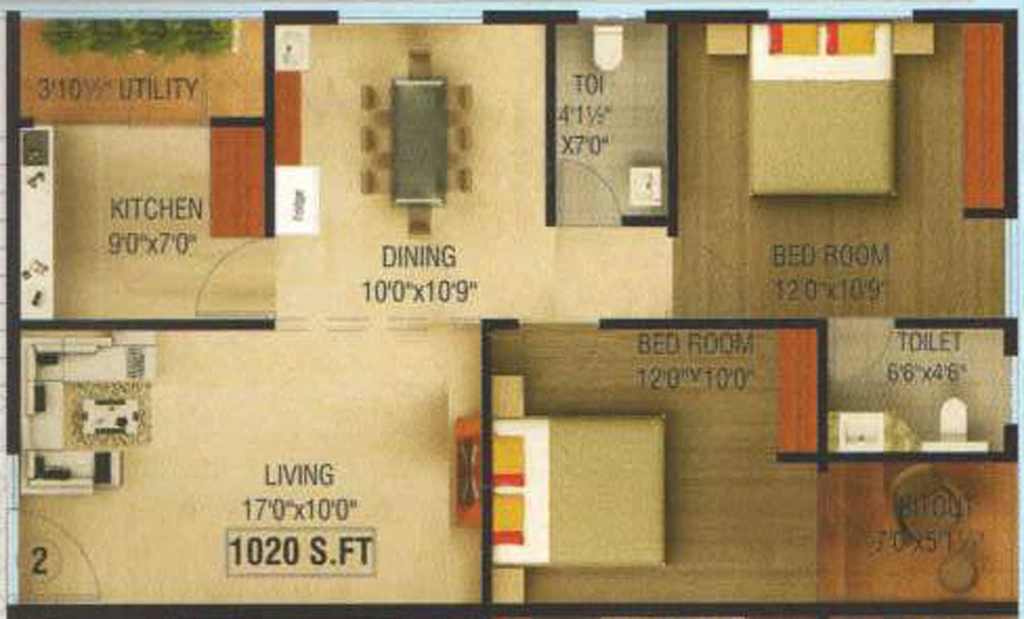 2 BHK Flat in Bhoomatha Susmitha Mansion in Maddilapalem, Visakhapatnam - Image 816360