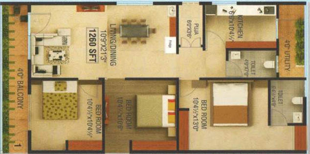3 BHK Flat in Bhoomatha Susmitha Mansion in Maddilapalem, Visakhapatnam - Image 816361