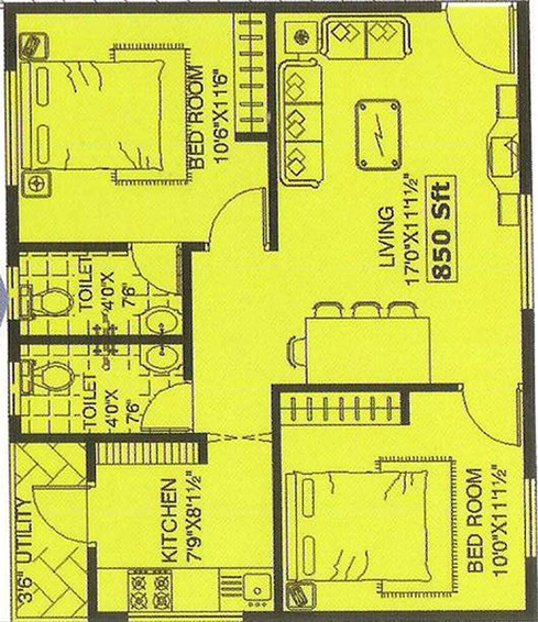 2 BHK Flat in Bhoomathas Srinivasam in Modavalasa, Visakhapatnam - Image 816365