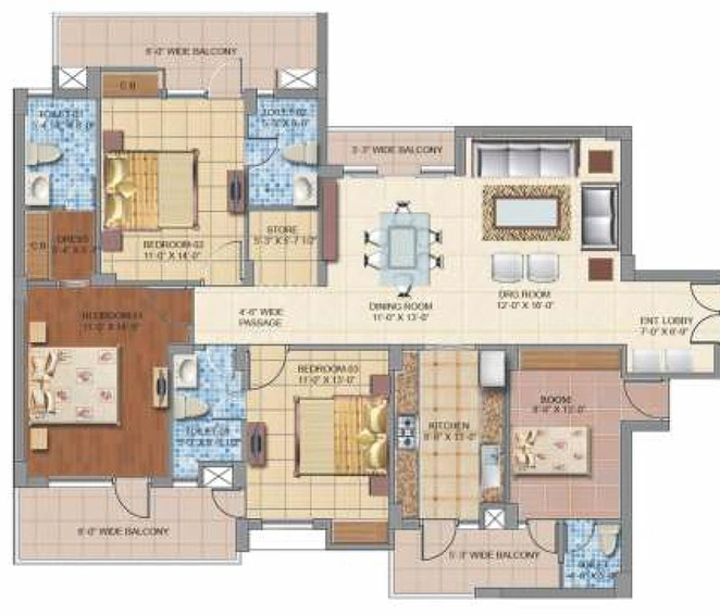 4 BHK Flat in Motia Oasis in Zirakpur, Chandigarh - Image 816370
