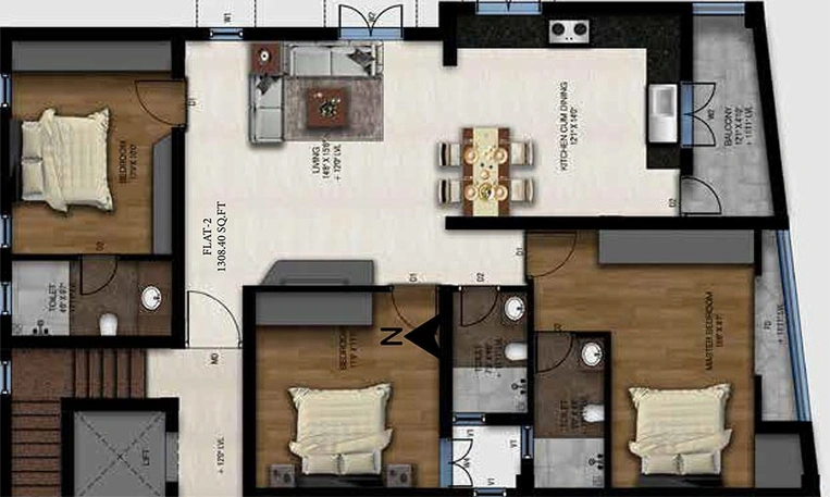 3 BHK Flat in Globe Dhanaya in Korattur, Chennai - Image 816396