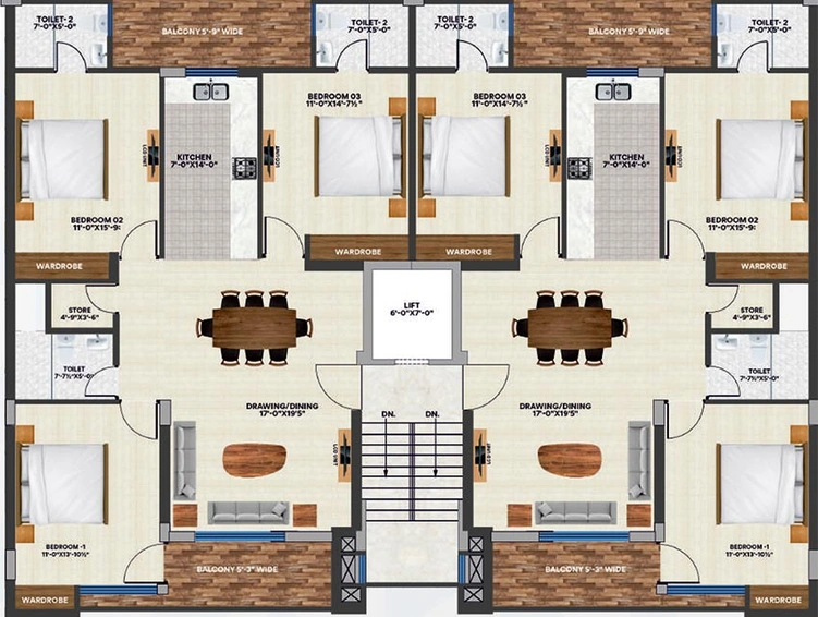 Floor Plan of Shiva Hazelwood Residencies in Zirakpur, Chandigarh - Image 170125