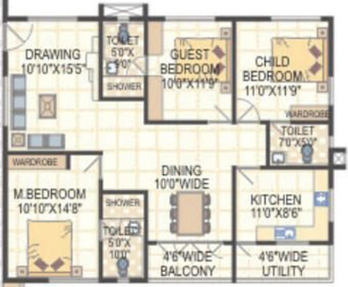 3 BHK Flat in Omcon Reign Forest in Madhurawada, Visakhapatnam - Image 816418