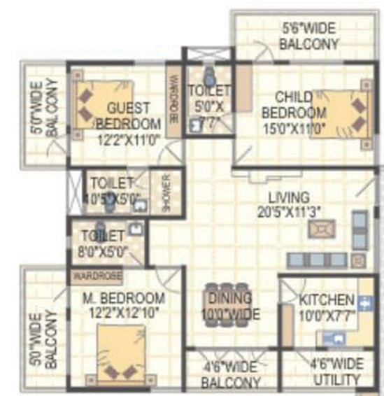 3 BHK Flat in Omcon Reign Forest in Madhurawada, Visakhapatnam - Image 816419