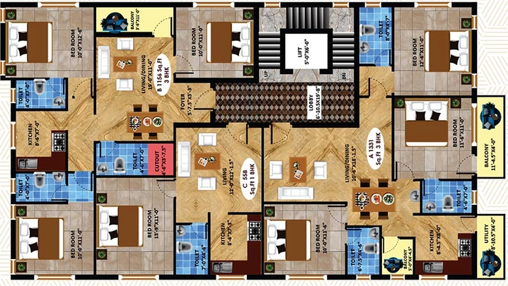 Floor Plan of Brrownston Swaroop in Pallikaranai, Chennai - Image 170230