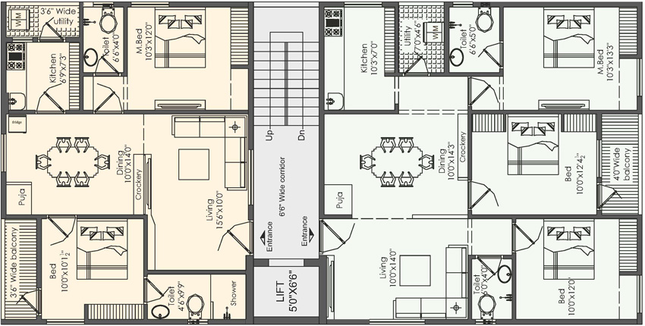 Floor Plan of Vaishno Raj Laxmi Residency in Rushikonda, Visakhapatnam - Image 170234