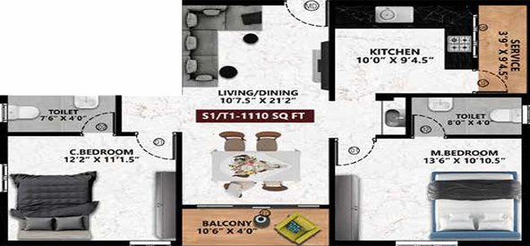 2 BHK Flat in Viva Valia in Vengaivasal, Chennai - Image 816464