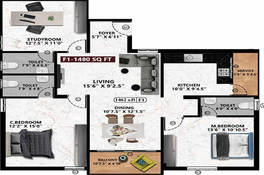 3 BHK Flat in Viva Valia in Vengaivasal, Chennai - Image 816465
