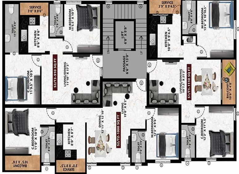 Floor Plan of Viva Valia in Vengaivasal, Chennai - Image 170262