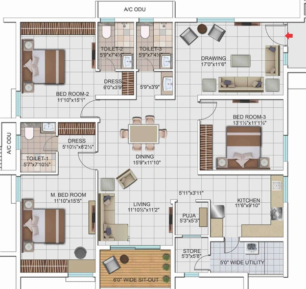 3 BHK Flat in My Home Tarkshya in Kokapet, Hyderabad - Image 747962