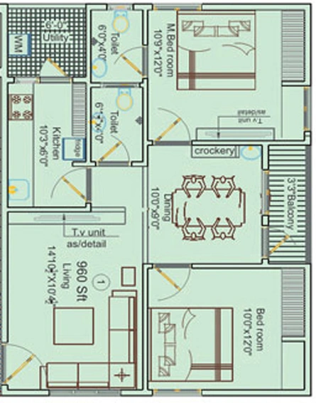 2 BHK Flat in Vaishno Vihar in Pendurthi, Visakhapatnam - Image 816501