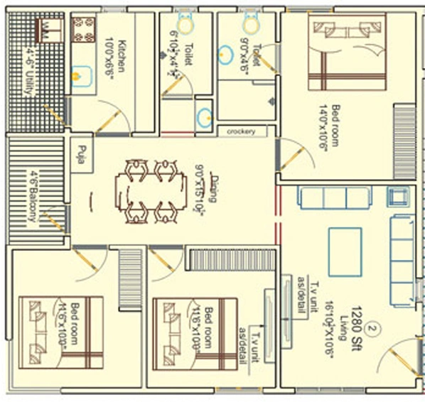 3 BHK Flat in Vaishno Vihar in Pendurthi, Visakhapatnam - Image 816502