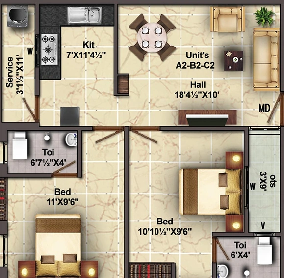 2 BHK Flat in Visruth Jayram in Vadapalani, Chennai - Image 816541