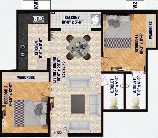 2 BHK Flat in Padma Sunshine in Porur, Chennai - Image 816583