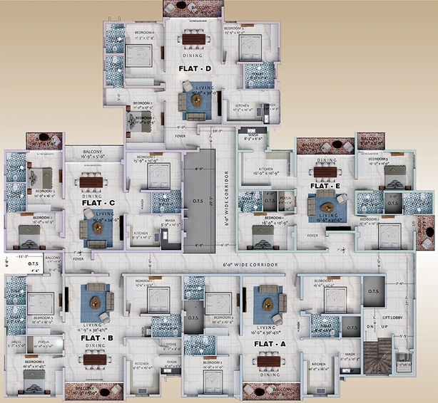 Floor Plan of Dhiya Kalpataru in Tatabad, Coimbatore - Image 170586