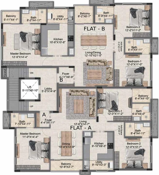 Floor Plan of Pushkar Temple Tree in Adyar, Chennai - Image 170709