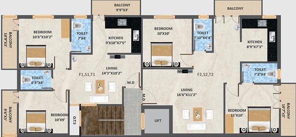 Floor Plan of Thirumurugan Pearl Castle in Thoraipakkam, Chennai - Image 170714