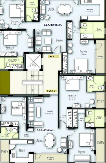 Floor Plan of Unique Garden Residency in Tilak Nagar, Jaipur - Image 170944